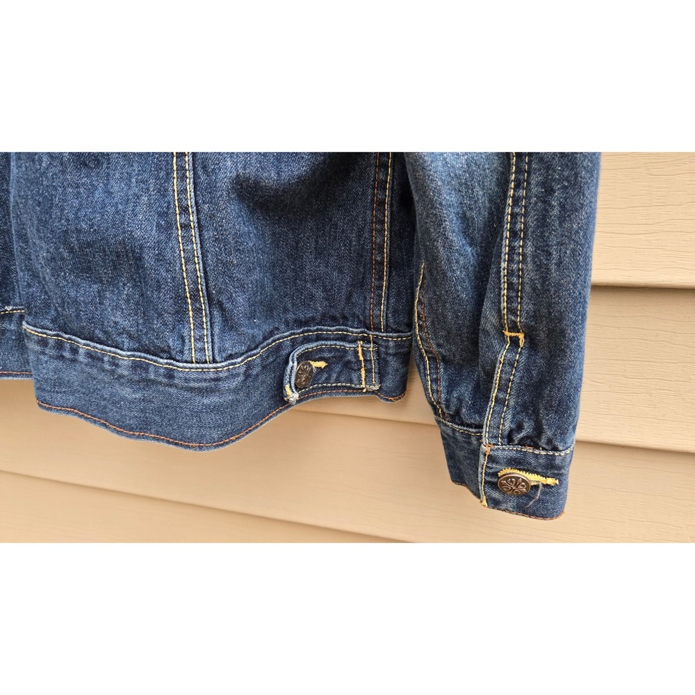 Dressbarn Womens Dark Wash Blue Denim Trucker Jacket 100% Cotton Size Large - Picture 6 of 9